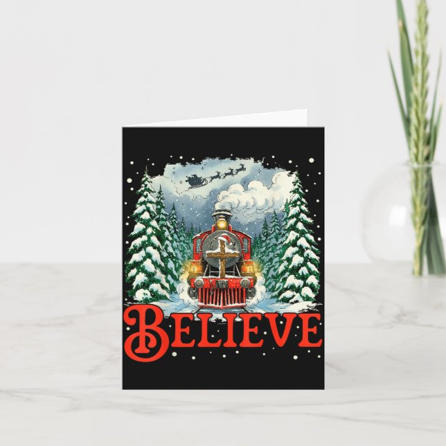 Cartão Jesus Merry Xmas Faith Train To North Le Santa Sle (Frente)