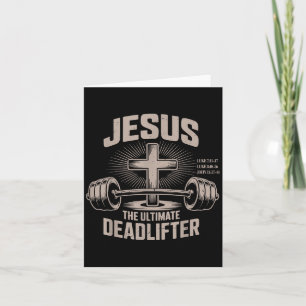 Cartão Jesus O Levantador de Peso Menino Musculoso Cristã