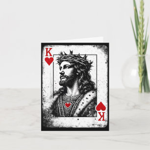Cartão Jesus rei de copas jogo de cartas religioso retrô