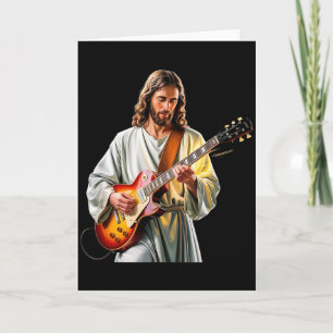 Cartão Jesus Rocks Com Guitarra - Cristão Engraçado Rocks