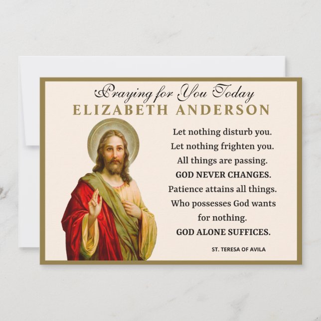 Cartão Jesus Rua Religiosa. Teresa de Ávila Prayer (Frente)