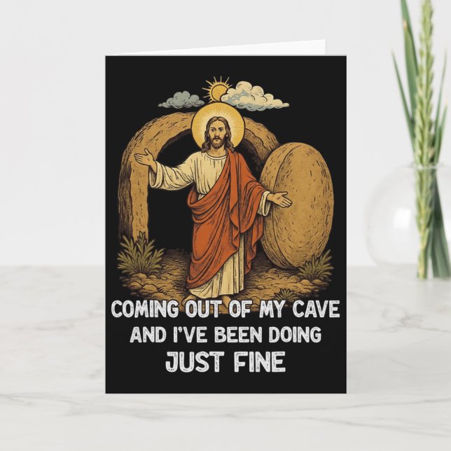 Cartão Jesus Saindo Da Minha Caverna E Eu Estou Bem (Frente)