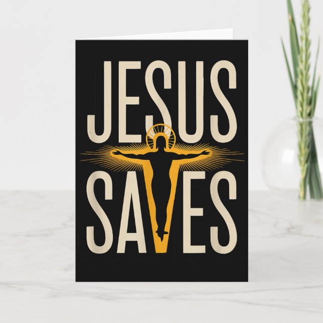 Cartão Jesus Salva Fé Cristã Devoção Crente (Frente)