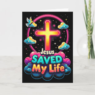 Cartão Jesus Salvou a Minha Vida Cruz Cristãos Bíblia Rel