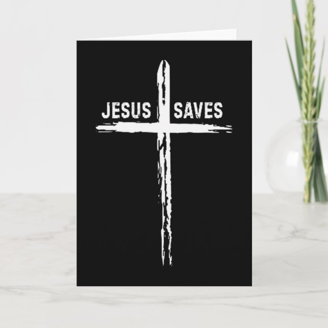 Cartão Jesus Saves Cross Subtle Christian Minimal Religio (Frente)