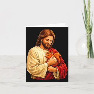 Cartão Jesus segurando esquilo cristão