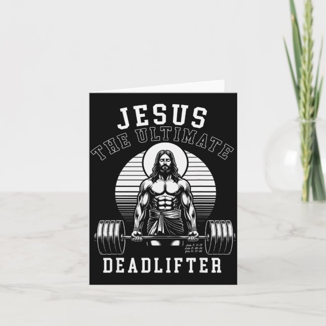 Cartão Jesus The Deadlifter - Jesus Deadlifting Christian (Frente)