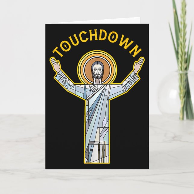 Cartão Jesus Touchdown Fun Christian Faith Saying Meme Ch (Frente)