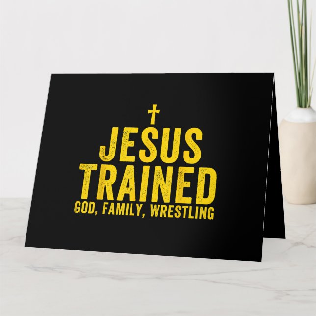 Cartão Jesus treinou a Luta da família Deus, Christian Wr (Frente)