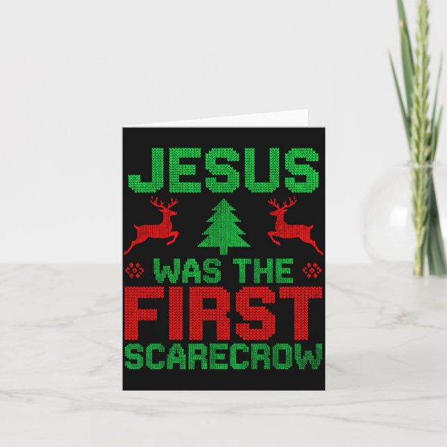 Cartão Jesus Was The First-ecrow Reindeer Ugly Sweater Xm (Frente)