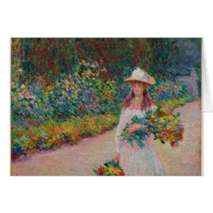 Cartão Jeune fille dans le jardin de Giverny, 1888