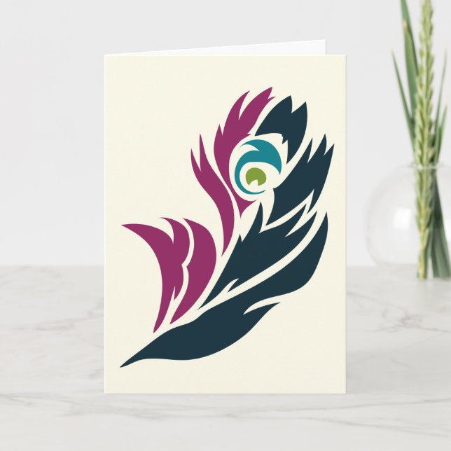 Cartão Jewel Tone Peacock Feather Notecard (Frente)