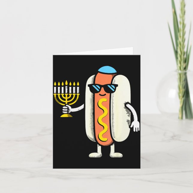 Cartão Jewish Pjs Hotdog Funny Food Hanukkah Pajamas Chan (Frente)