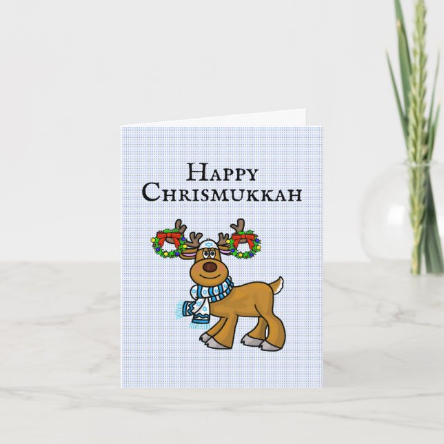 Cartão Jewish Reindeer com WreDeath Chrismukkah Card (Frente)