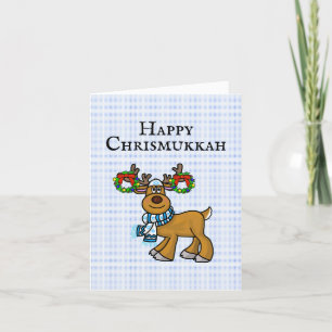 Cartão Jewish Reindeer com WreDeath Chrismukkah Card
