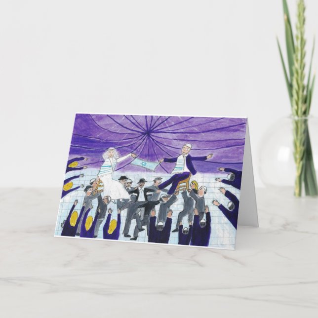 Cartão Jewish Wedding Lifting Bride and Groom (Frente)