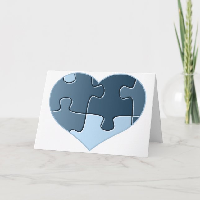 Cartão Jigsaw Heart Greeting Cards (Frente)