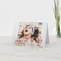 Jingle All Way Red Script 2 Photo Holiday Card