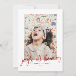 Cartão Jingle All Way Red Script 2 Photo Holiday Card