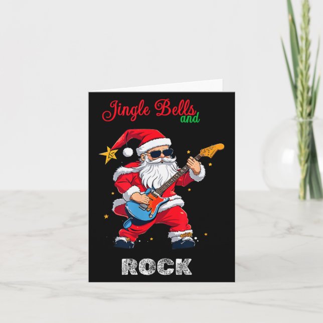 Cartão Jingle Bell And Rock Christmas Santa Rolling Playi (Frente)