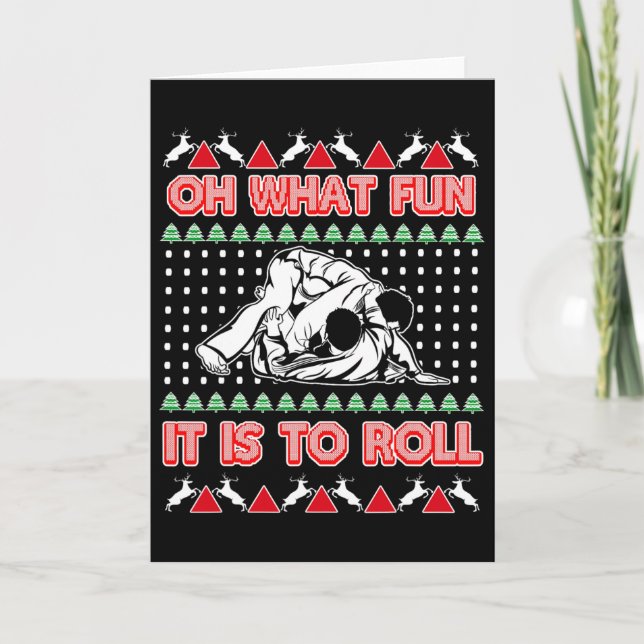 Cartão Jiu Jitsu Bjj Ugly Christmas Sweater Mma Funny Xma (Frente)