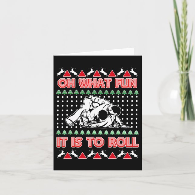 Cartão Jiu Jitsu Bjj Ugly Christmas Sweater Mma Funny Xma (Frente)