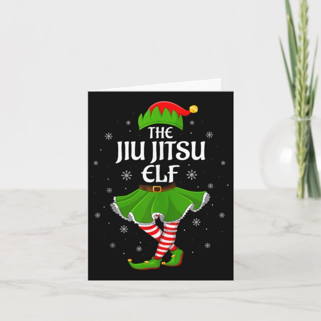 Cartão Jiu Jitsu Elf Christmas Family Girls Women Elf Squ (Frente)