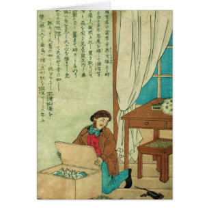 Cartão JJ Audubon em uma viagem aos disovers de Japão um
