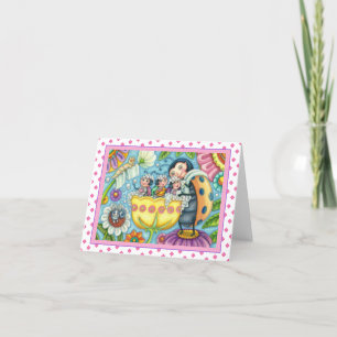 Cartão JOANINHA MÃE & FILHOS, BANHO DE BOLHA DE TULIPA Em