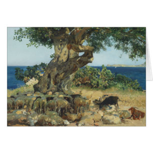 Cartão Joaquin Sorolla - a árvore de alfarroba