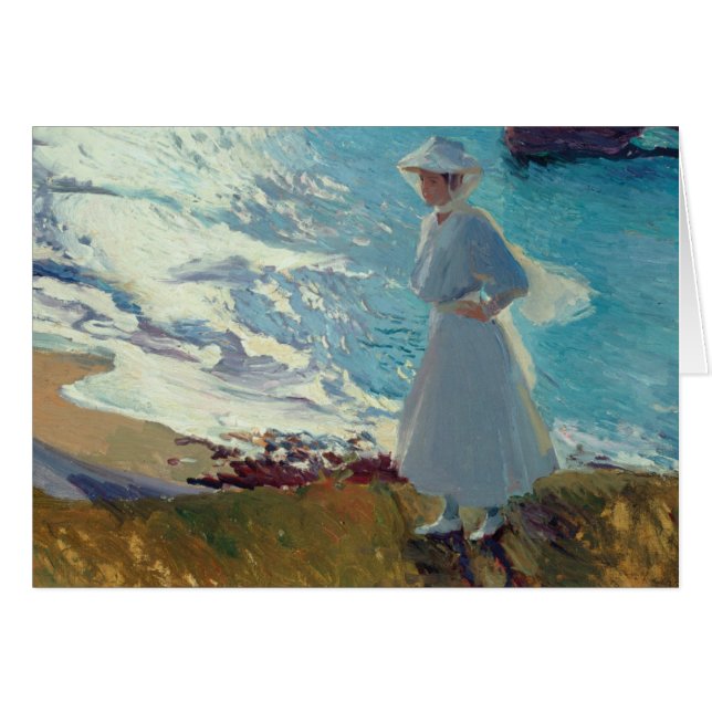 Cartão Joaquin Sorolla - Maria na praia em Biarritz (Frente Horizontal)