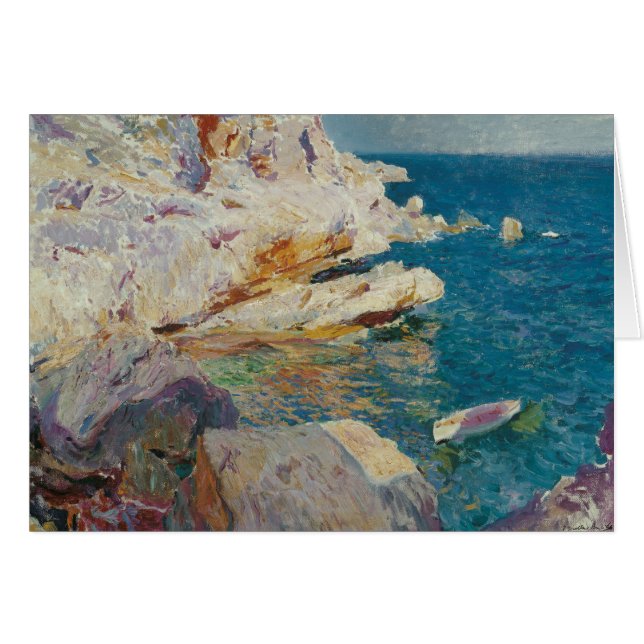 Cartão Joaquin Sorolla-Rocks de Javea e o Barco Branco (Frente Horizontal)