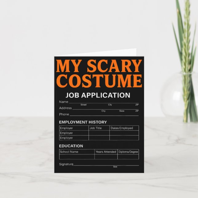 Cartão Job Application Funny Y Halloween Costume Trick Or (Frente)