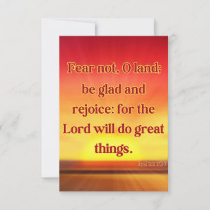 Cartão Joel 2:21 Bíblia KJV Verse Christian Scripture Pic