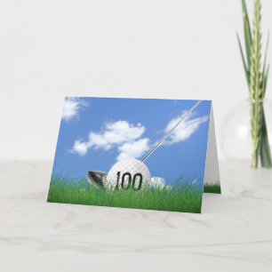 Cartão Jogada de golfe de 100 anos na grama