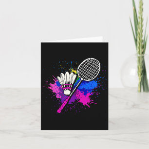 Cartão Jogador Colorido de Badminton de Raqueta Colorida