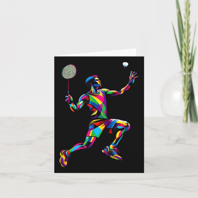 Cartão Jogador Colorido de Badminton, Pop, Shuttle Badmin (Frente)