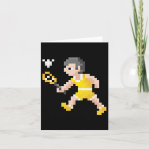 Cartão Jogador de Badminton do Pixel Art do Jogo Retroati