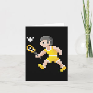 Cartão Jogador de Badminton do Pixel Art do Jogo Retroati