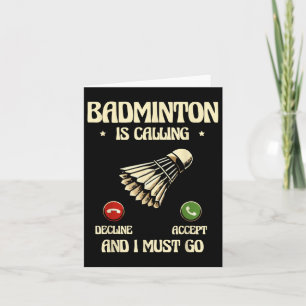 Cartão Jogador de Badminton Engraçado Design do Shuttle