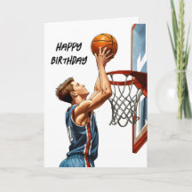 Jogador de Basquete Marcando Cestas Feliz Aniversá