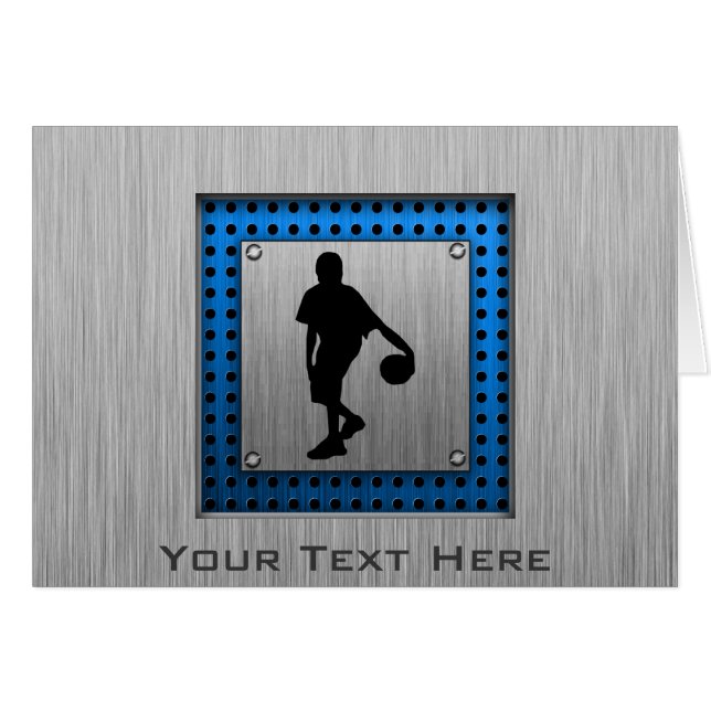 Cartão Jogador de basquetebol de alumínio escovado do (Frente Horizontal)