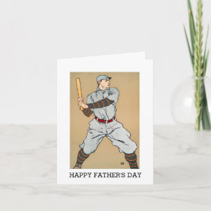Cartão Jogador de Beisebol Antigo Feliz Dia dos Pais