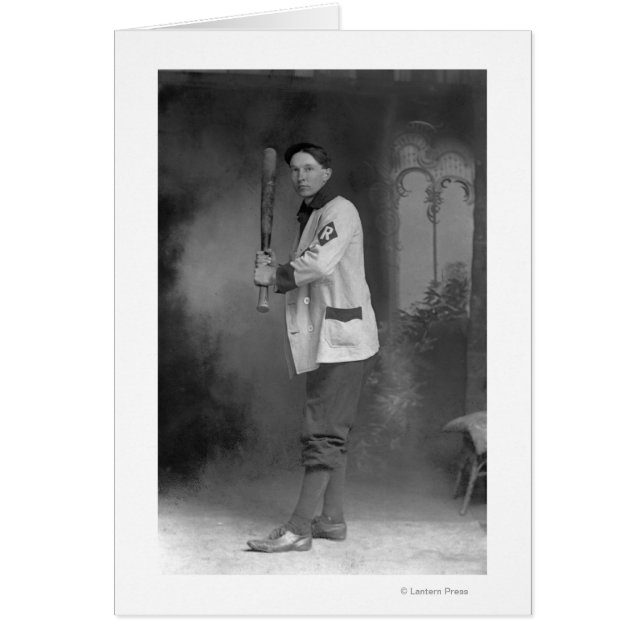 Cartão Jogador de beisebol segurando a barra (Frente)