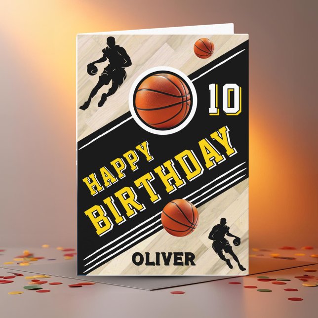 Cartão Jogador de Bola Moderno de Basquete Themed Birday (Criador carregado)