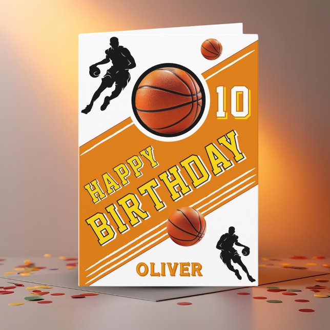 Cartão Jogador de Bola Moderno de Basquete Themed Birday (Criador carregado)