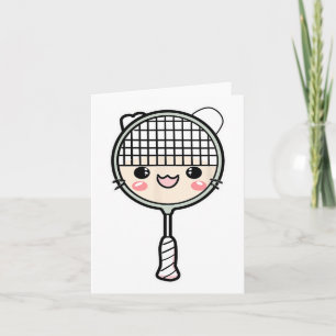 Cartão Jogador de Cartoon da Face de Badminton Racket