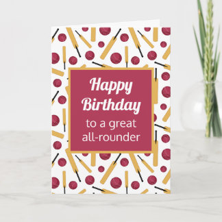 Cartão Jogador de críquete de aniversário personalizado