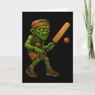Cartão Jogador de Críquete Zumbi Assustador Design de Fes