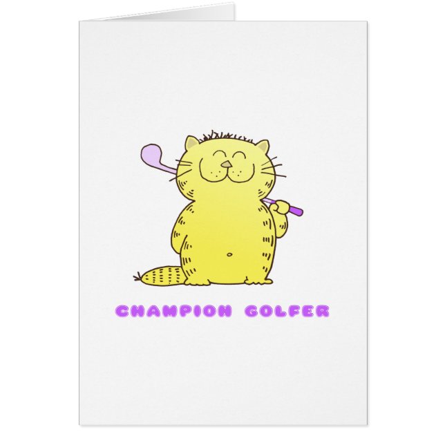 Cartão Jogador de golfe bonito do gatinho (Frente)